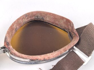 Italien 2.Weltkrieg, Kradmelderbrille, so von deutschen Truppen getragen, weiches Gummi, ungereinigt