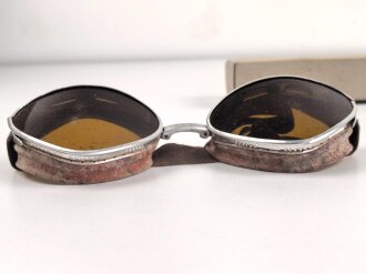 Italien 2.Weltkrieg, Kradmelderbrille, so von deutschen Truppen getragen, weiches Gummi, ungereinigt