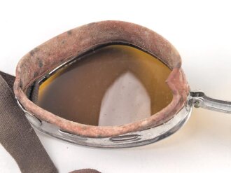 Italien 2.Weltkrieg, Kradmelderbrille, so von deutschen Truppen getragen, weiches Gummi, ungereinigt