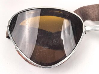 Italien 2.Weltkrieg, Kradmelderbrille, so von deutschen Truppen getragen, weiches Gummi, ungereinigt