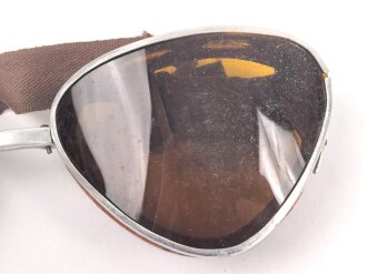 Italien 2.Weltkrieg, Kradmelderbrille, so von deutschen Truppen getragen, weiches Gummi, ungereinigt