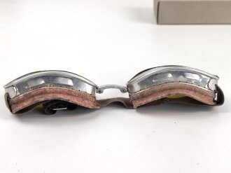 Italien 2.Weltkrieg, Kradmelderbrille, so von deutschen Truppen getragen, weiches Gummi, ungereinigt