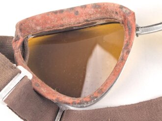 Italien 2.Weltkrieg, Kradmelderbrille, so von deutschen Truppen getragen, weiches Gummi, ungereinigt