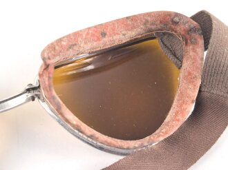 Italien 2.Weltkrieg, Kradmelderbrille, so von deutschen Truppen getragen, weiches Gummi, ungereinigt