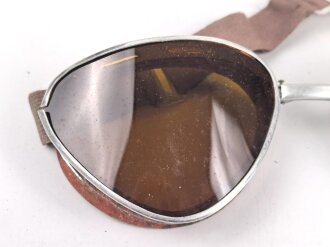 Italien 2.Weltkrieg, Kradmelderbrille, so von deutschen Truppen getragen, weiches Gummi, ungereinigt