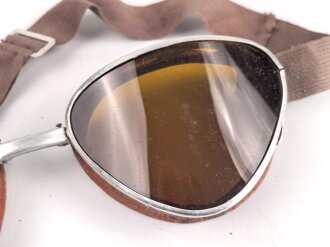 Italien 2.Weltkrieg, Kradmelderbrille, so von deutschen Truppen getragen, weiches Gummi, ungereinigt