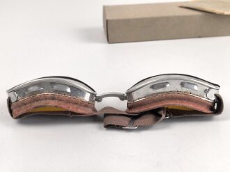 Italien 2.Weltkrieg, Kradmelderbrille, so von deutschen Truppen getragen, weiches Gummi, ungereinigt