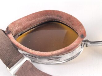 Italien 2.Weltkrieg, Kradmelderbrille, so von deutschen Truppen getragen, weiches Gummi, ungereinigt