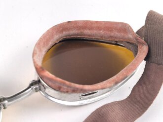 Italien 2.Weltkrieg, Kradmelderbrille, so von deutschen Truppen getragen, weiches Gummi, ungereinigt