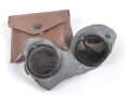 Allgemeine Schutz Brille Wehrmacht in Kunstlederhülle, ungetragenes Stück mit dunklen Ultrasin Gläsern