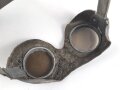Allgemeine Schutz Brille Wehrmacht in Kunstlederhülle, ungetragenes Stück mit dunklen Ultrasin Gläsern