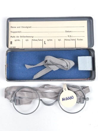 Masken Brille Wehrmacht, nicht ausgegebenes Set aus altem Fabrikbestand