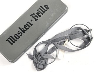 Masken Brille Wehrmacht, nicht ausgegebenes Set aus altem Fabrikbestand