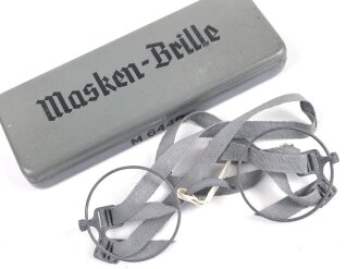 Masken Brille Wehrmacht, nicht ausgegebenes Set aus altem Fabrikbestand