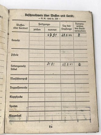 Soldbuch Heer, ausgestellt am 24.2.1944 , dazu die Verleihungsurkunde für das Eiserene Kreuz 2. Klasse