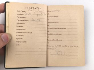 "Merkbuch für 1943" von einem Soldaten mit einigen Eintragungen, unter DIN A6