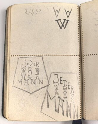 "Friedrich Krupp Kalender 1940 " mit einigen Eintragungen, unter DIN A6