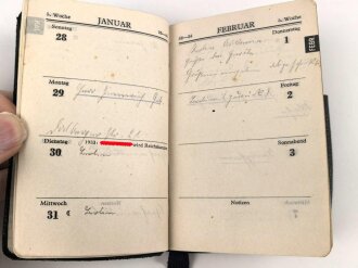 "Friedrich Krupp Kalender 1940 " mit einigen Eintragungen, unter DIN A6