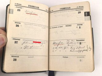 "Friedrich Krupp Kalender 1940 " mit einigen Eintragungen, unter DIN A6