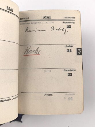"Friedrich Krupp Kalender 1940 " mit einigen Eintragungen, unter DIN A6