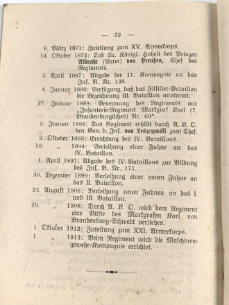 "Das Infanterie-Regiment Markgraf Karl" ( 7. Brandenburgisches ) Nr. 60 von seinem Ursprung bis zur Gegenwart. 55 Seiten, DIN A5