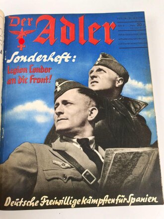 "Der Adler Jahrgang 1939" 23 Ausgaben, mehr als 500 Seiten, Umschlag defekt, Bindung löst sich