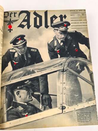 "Der Adler Jahrgang 1939" 23 Ausgaben, mehr als 500 Seiten, Umschlag defekt, Bindung löst sich