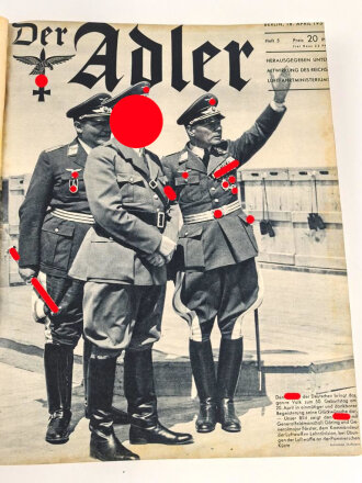 "Der Adler Jahrgang 1939" 23 Ausgaben, mehr als 500 Seiten, Umschlag defekt, Bindung löst sich