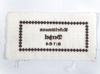 Reichsarbeitsdienst, Wäscheetikett für einen...