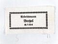 Reichsarbeitsdienst, Wäscheetikett für einen Arbeitsmann, ca. 3,5 x 6,5 cm, Textil