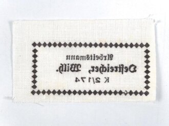 Reichsarbeitsdienst, Wäscheetikett für einen...