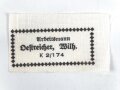 Reichsarbeitsdienst, Wäscheetikett für einen Arbeitsmann, ca. 3,5 x 6 cm, Textil