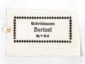 Reichsarbeitsdienst, Wäscheetikett für einen Arbeitsmann, ca. 4 x 6,5 cm, Textil