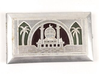 Afrikakorps, Leichtmetall Zigarettenetui eines Kriegsgefangenen in gutem Zustand