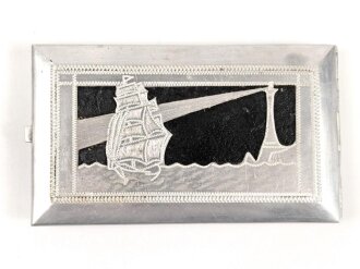 Afrikakorps, Leichtmetall Zigarettenetui eines Kriegsgefangenen in gutem Zustand