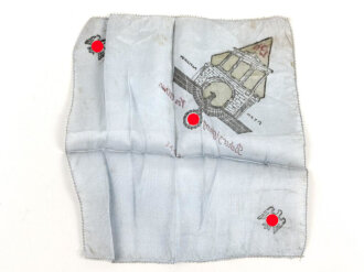 Andenkentüchlein " Beherzigung von Athen 1941" sicherlich lokal Hergestellt, daher der Schreibfehler  . 18 x 18cm