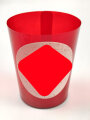 Kerzenhalter aus rotem Chelluloid ? Durchmesser oben etwa 6,5cm, schwarzes Hakenkreuz auf weissem Grund.