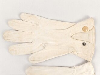 Paar weisse Handschuhe für Offiziere aus Stoff, gebraucht, ungereinigt