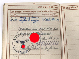 Wehrpaß Heer, eingestellt am 2.11.37 bei Maschinengewehr Btl. 10 Pirmasens.