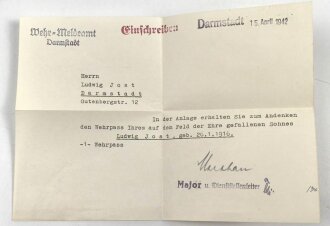 Wehrpaß Heer, eingestellt am 2.11.37 bei Maschinengewehr Btl. 10 Pirmasens.