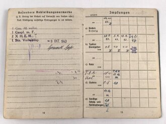 Soldbuch Luftwaffe , ausgestellt am 2.10.1943 bei Luftgau Paris.