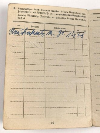 Soldbuch Luftwaffe , ausgestellt am 2.10.1943 bei Luftgau Paris.