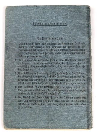 Soldbuch Luftwaffe , ausgestellt am 2.10.1943 bei Luftgau Paris.
