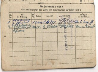 Soldbuch Luftwaffe , ausgestellt am 2.10.1943 bei Luftgau Paris.