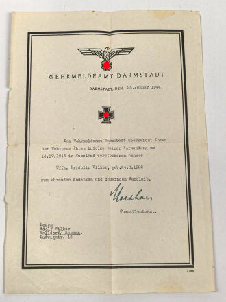 Wehrpaß Heer, eingestellt am 3.10.41 bei Nebel Ersatz Abteilung 4 Bremen.