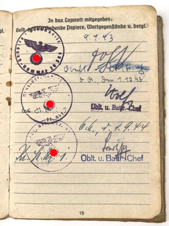 Soldbuch Panzertruppe, ausgestellt am 26.8.1939 bei Artillerie Regiment 19