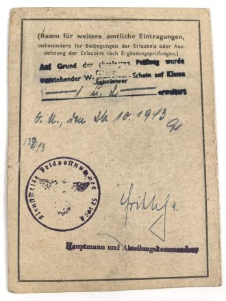 Soldbuch Panzertruppe, ausgestellt am 26.8.1939 bei Artillerie Regiment 19