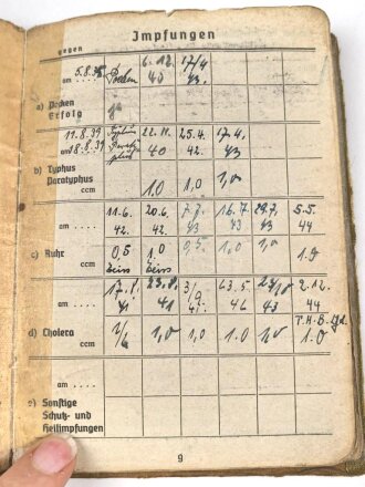 Soldbuch Panzertruppe, ausgestellt am 26.8.1939 bei Artillerie Regiment 19