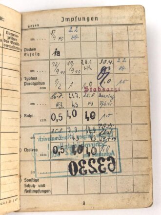 Soldbuch Luftwaffe , ausgestellt 1.9.1940 bei Landesschützen Ausbildungs Kompanie Detmold.