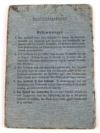 Soldbuch Luftwaffe , ausgestellt 1.9.1940 bei Landesschützen Ausbildungs Kompanie Detmold.